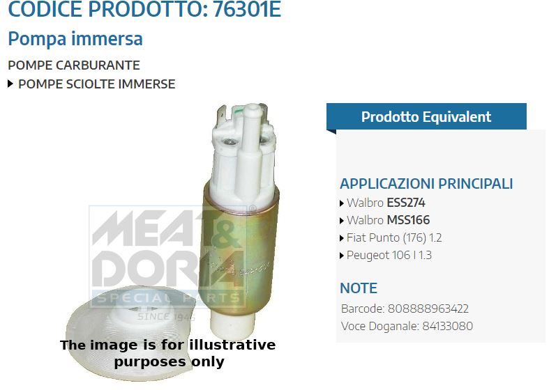Pompa carburante Fiat Punto 1.2 (Walbro ESS274-MSS166-ESS452)