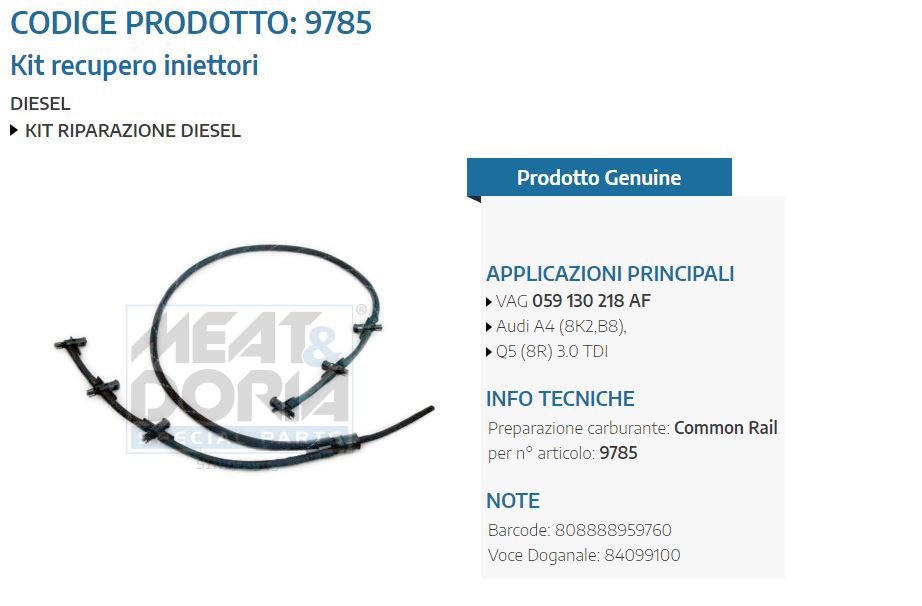 Flessibile carburante perso Audi A4 (8K2,B8),