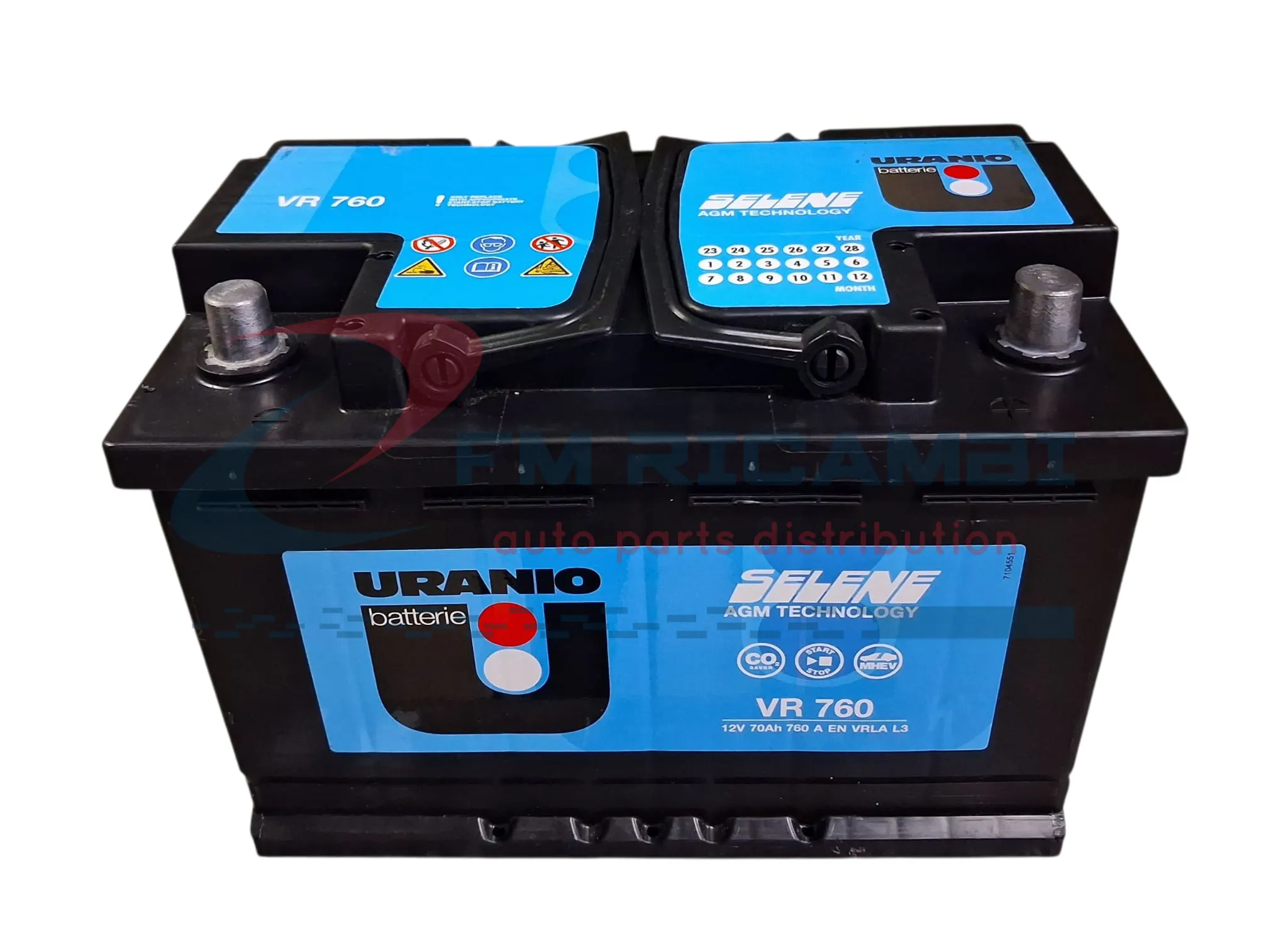 BATTERIA 70AH 760A +DX 278X175X190 START&STOP SELENE AGM