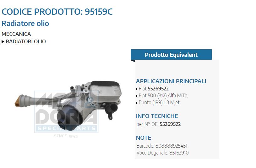Radiatore olio Fiat 500 (312),Alfa MiTo,