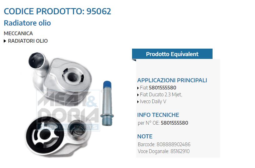 Radiatore olio Fiat Ducato 2.3 Mjet,