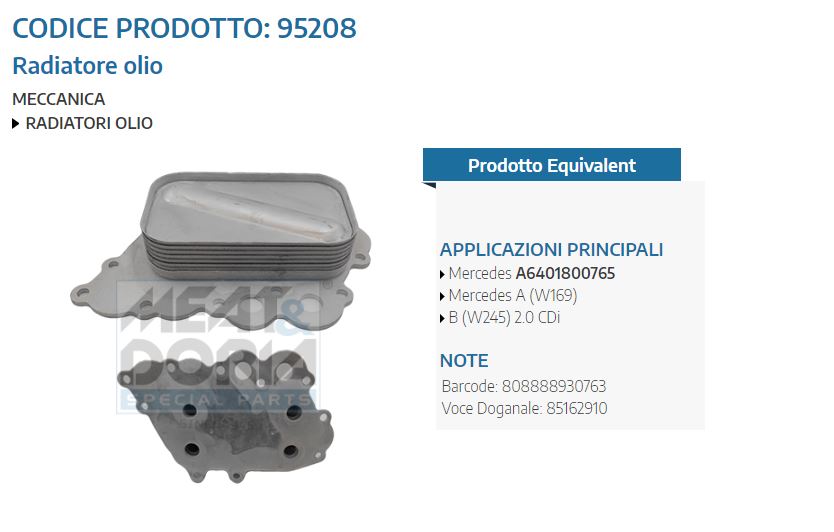 Radiatore olio Mercedes A (W169)