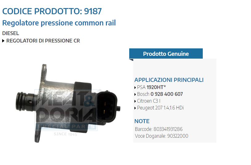 Regolatore pressione common rail Citroen C3 I