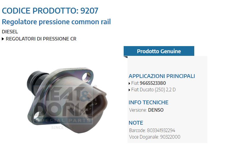 Regolatore pressione common rail Fiat Ducato (250)