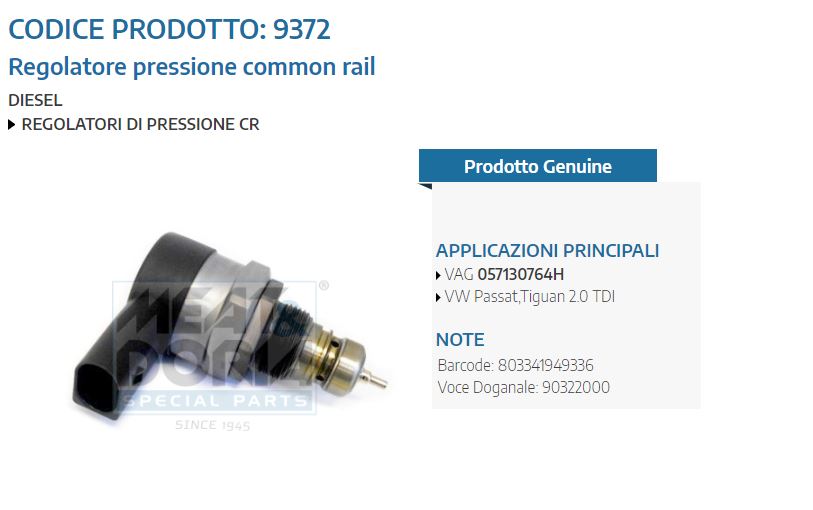 Regolatore pressione common rail VW Passat,Tiguan