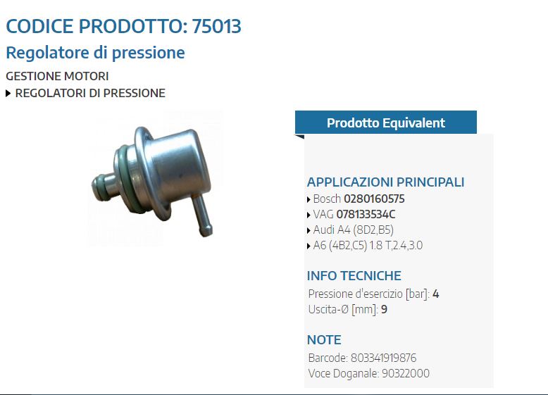 Regolatore di pressione Audi A4 (8D2,B5)