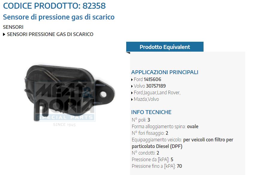 Sensore di pressione gas di scarico Ford,Jaguar,La