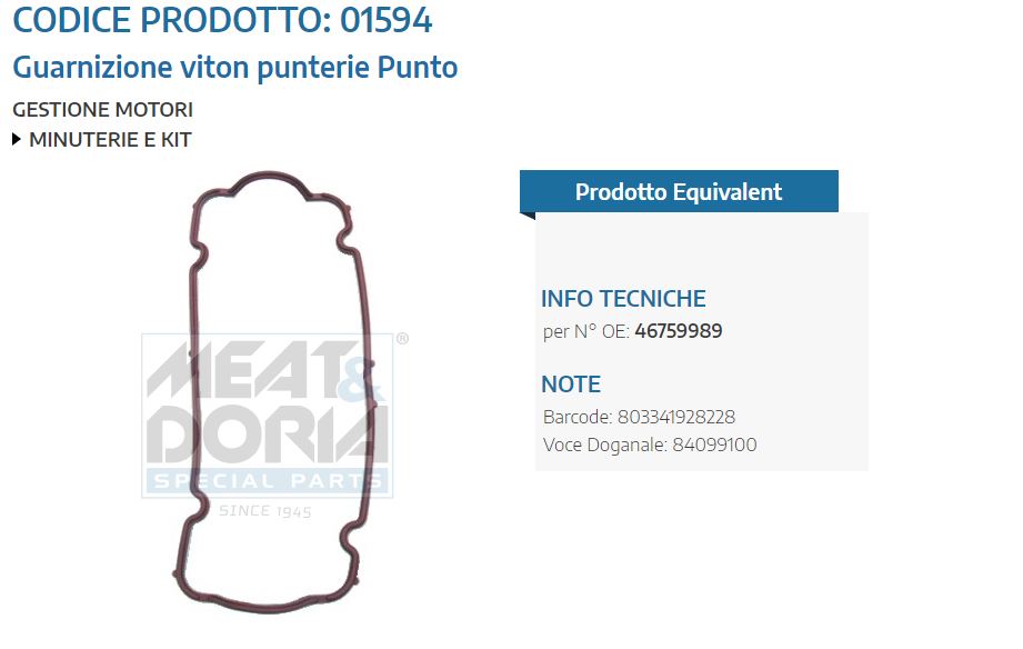 Guarnizione viton punterie Punto