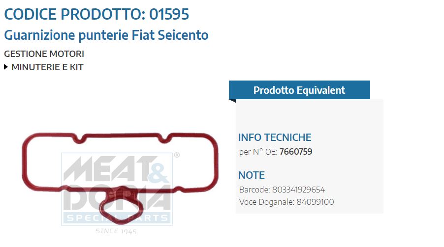 Guarnizione punterie Fiat Seicento