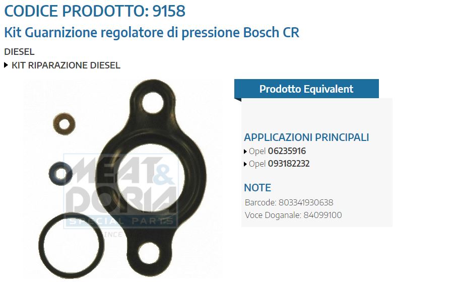Kit Guarnizione regolatore di pressione Bosch CR