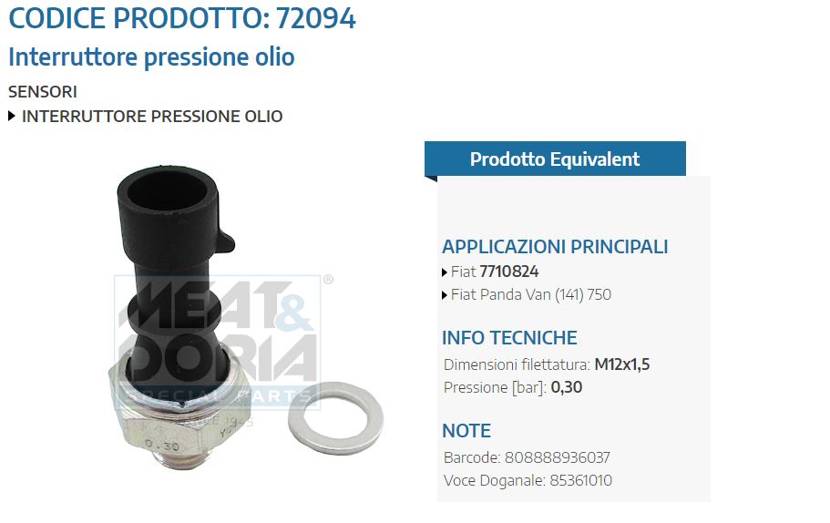 Interruttore pressione olio Fiat Panda Van (141) 7