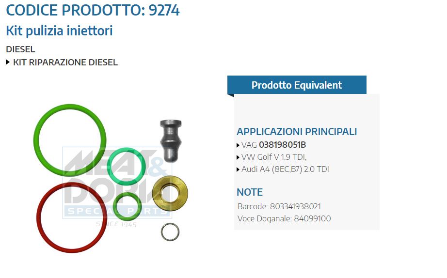 Kit pulizia iniettori VW Golf V 1.9 TDI,