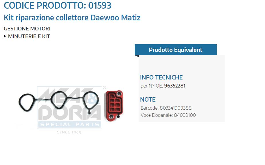 Kit riparazione collettore Daewoo Matiz