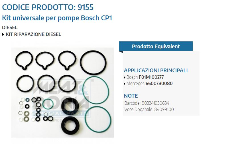 Kit universale per pompe Bosch CP1