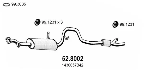 MARMITTA SILENZIATORE COMPLETO CENTRALE+POST. PER SUZUKI VITARA 1.6i 16V 7/1991