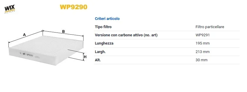 FILTRO ABITACOLO PER TOYOTA LAND ROVER SUBARU