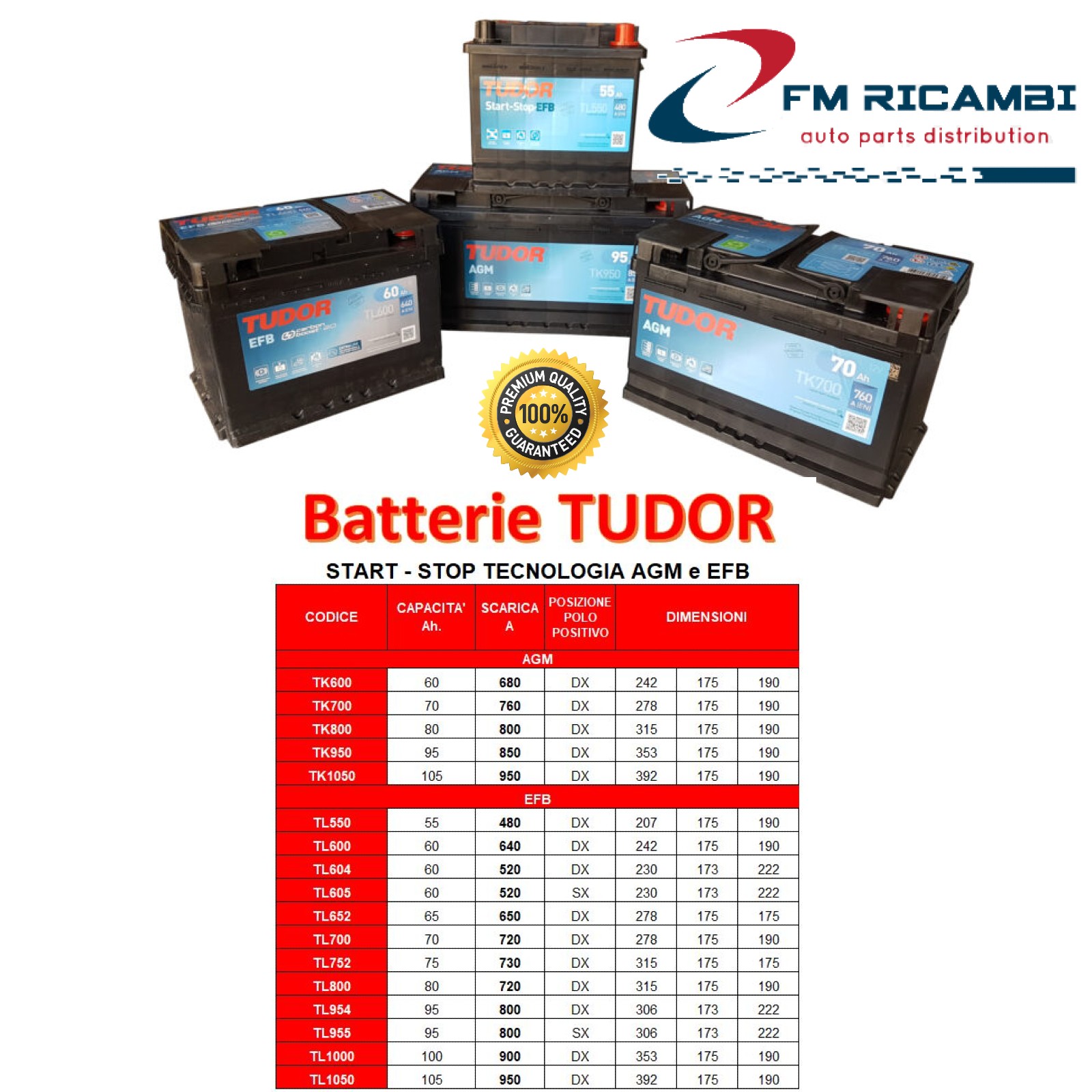 TUDOR (C56) AGM AUXILIARY 15Ah 200EN 150x90x145 SX B0