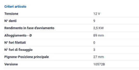MOTORINO AVVIAMENTO
