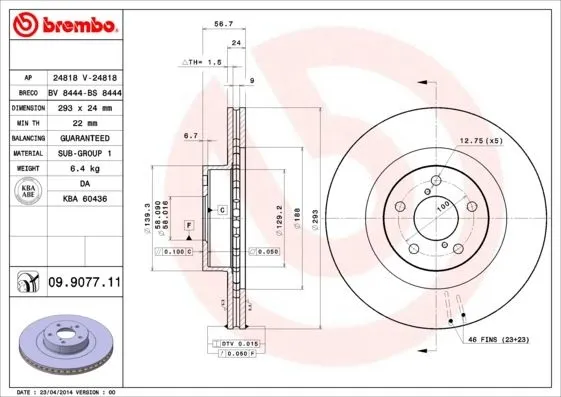 DISCHI FRENO ANT. per SUBARU FORESTER IMPREZA OUTB