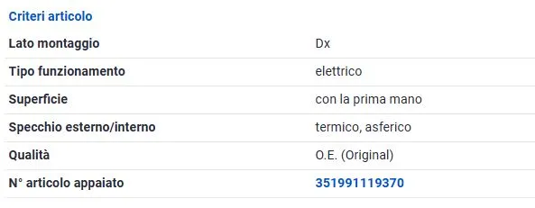 SPECCHIETTO RETROV. DX C/PRIM. EL MERCEDES VIANO (639)