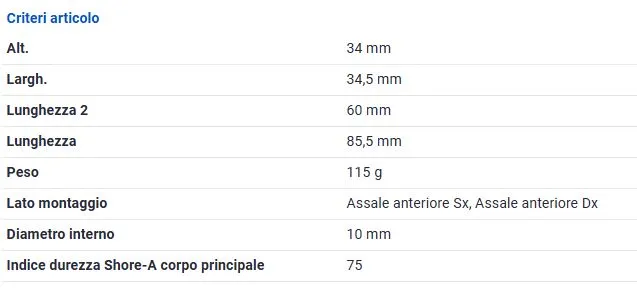 SUPPORTO BARRA STAB. ANT. EST. PER FIAT PUNTO LANCIA Y