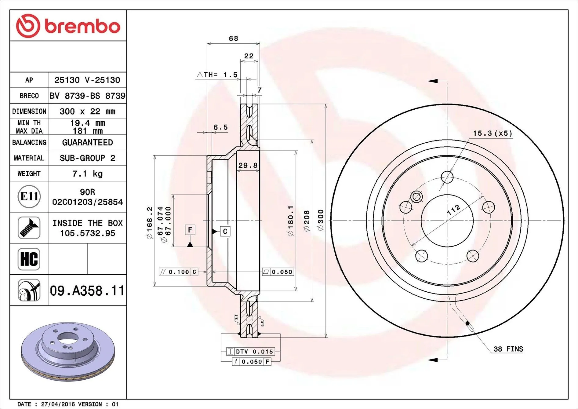 DISCHI FRENO POST. MERCEDES-BENZ (BBDC) E-CLASS (