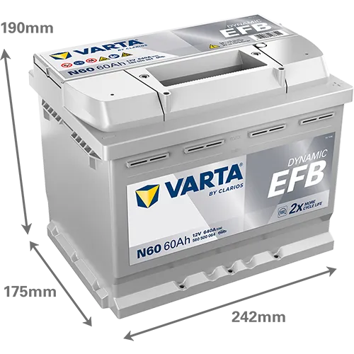 BATTERIA 60AH 640A EFB DYNAMIC AGM START&STOP +DX 