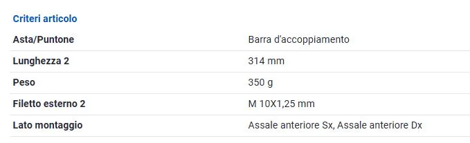 BIELLETTA BARRA STAB. ANT. per FIAT PANDA (169)
