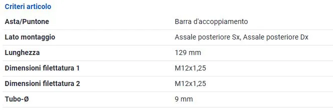 BIELLETTA BARRA STAB. POST. per HYUNDAI I30 IX35 KIA SPORTAGE CEE