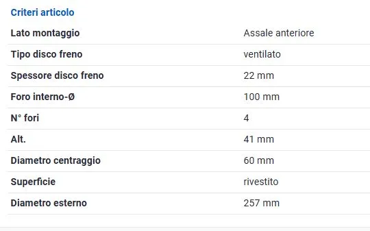 DISCHI FRENO ANT. FIAT G.PUNTO OPEL CORSA D