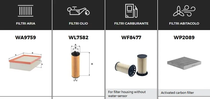 KIT TAGLIANDO SOLO FILTRI per VW ARTEON 2.0T
