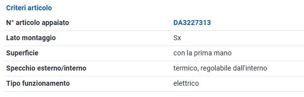 RETROVISORE SINISTRO-ELETTRICO-TERMICO-CON PRIMER-CONVESSO