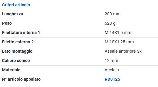 TESTINA Sterzo Sx PSA 208 12>