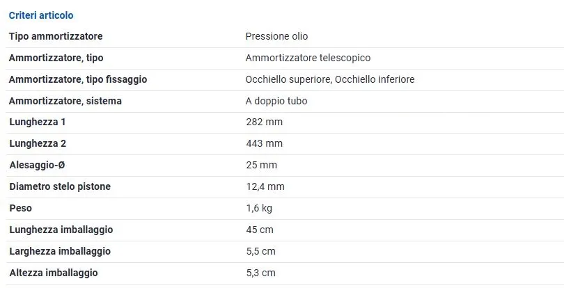AMMORTIZZATORE ANT. IVECO DAILY I - II