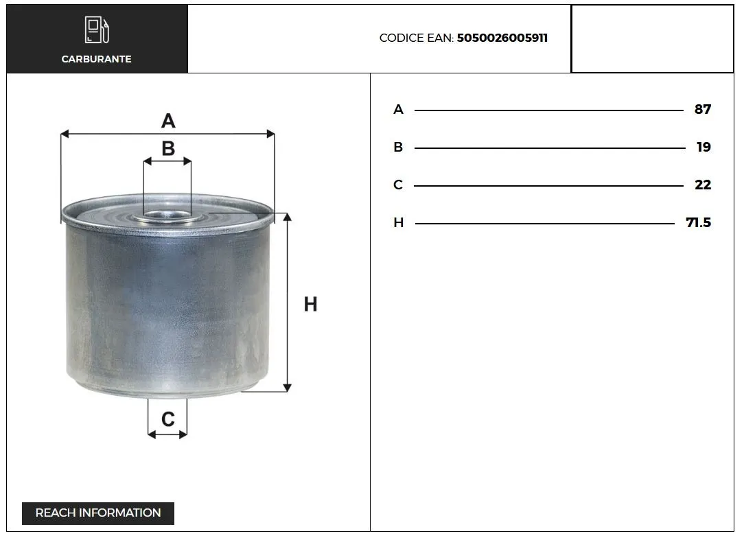 FILTRO CARBURANTE (CAV) ALFA ROMEO FIAT LANCIA