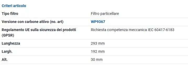 FILTRO ABITACOLO FIBRA per IVECO DAILY IV 06-11