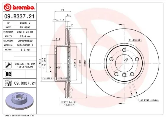 DISCHI FRENO ANT. per BMW 1 (F20/F21) 3 (E90/E91)
