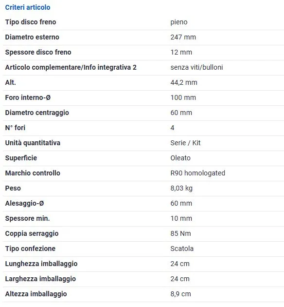COPPIA DISCHI FRENO OPEL AGILA (H00) SUZUKI WAGON R (MM) VAUXHALL AGILA