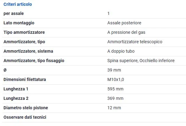 KIT 2 AMMORTIZZATORI POST. perVW TOURAN 1.2TSI -15