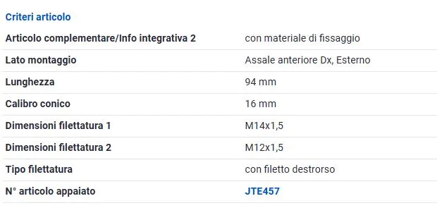 TESTINA SCATOLA STERZO DX per VW GOLF IV 1.9TDI -05